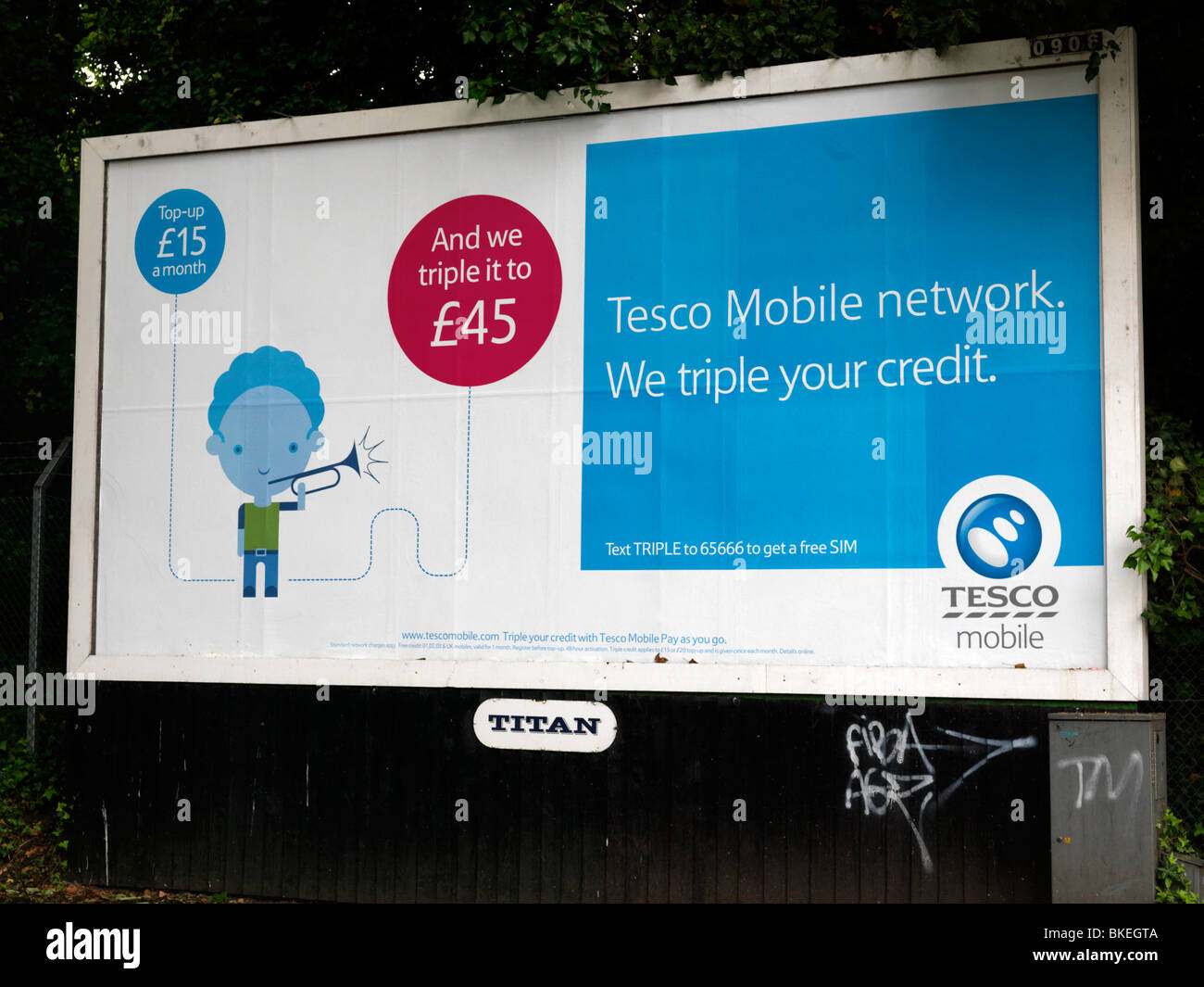 Tesco Mobile Werbenetzwerk Plakatwand Stockfoto