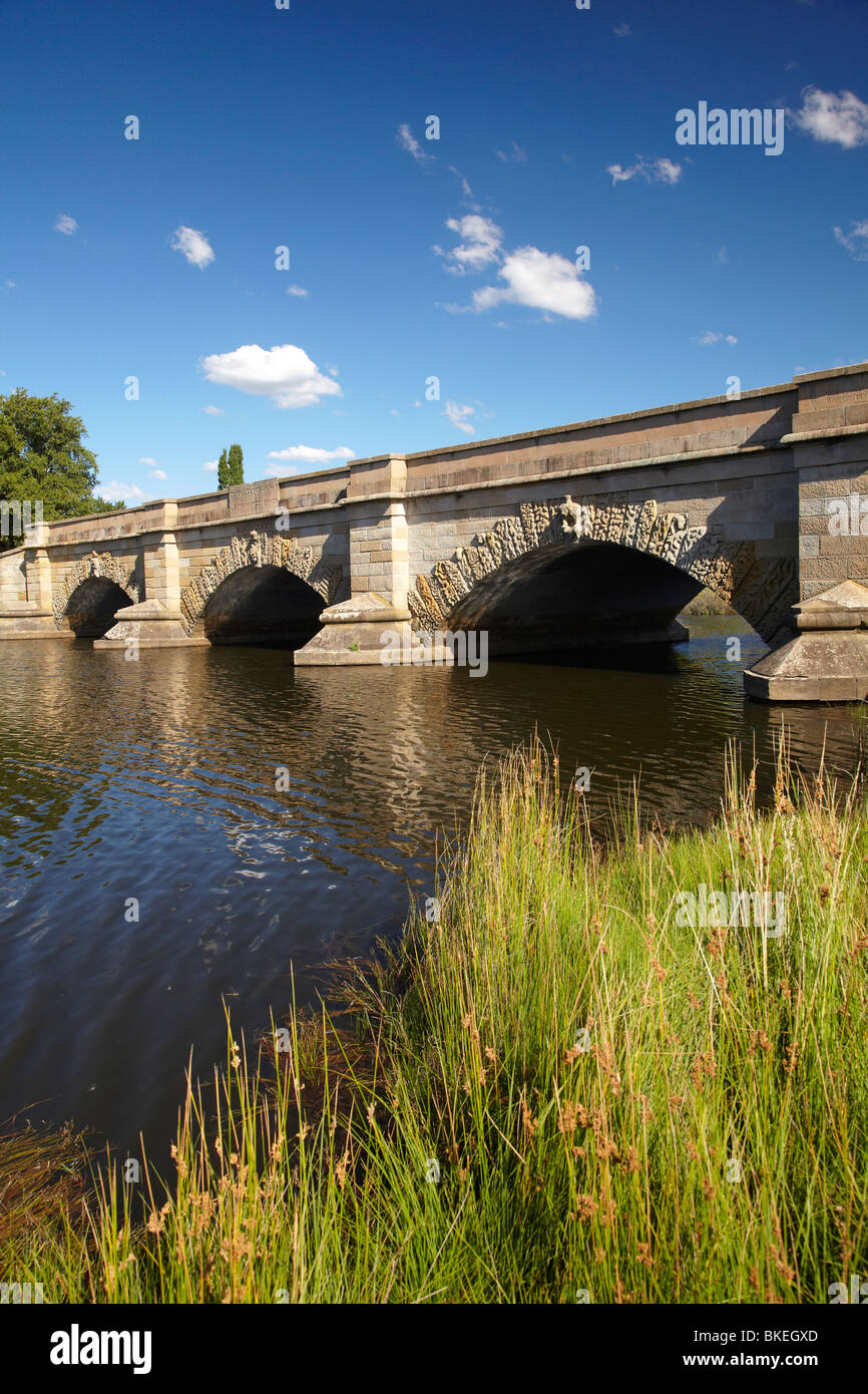 Historische Ross Brücke und Macquarie River, Ross, Midlands, Tasmanien, Australien Stockfoto