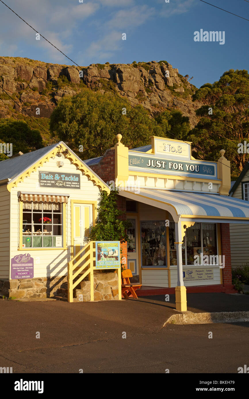 Historische Geschäfte, Kirche Street, Stanley, nordwestlichen Tasmanien, Australien Stockfoto