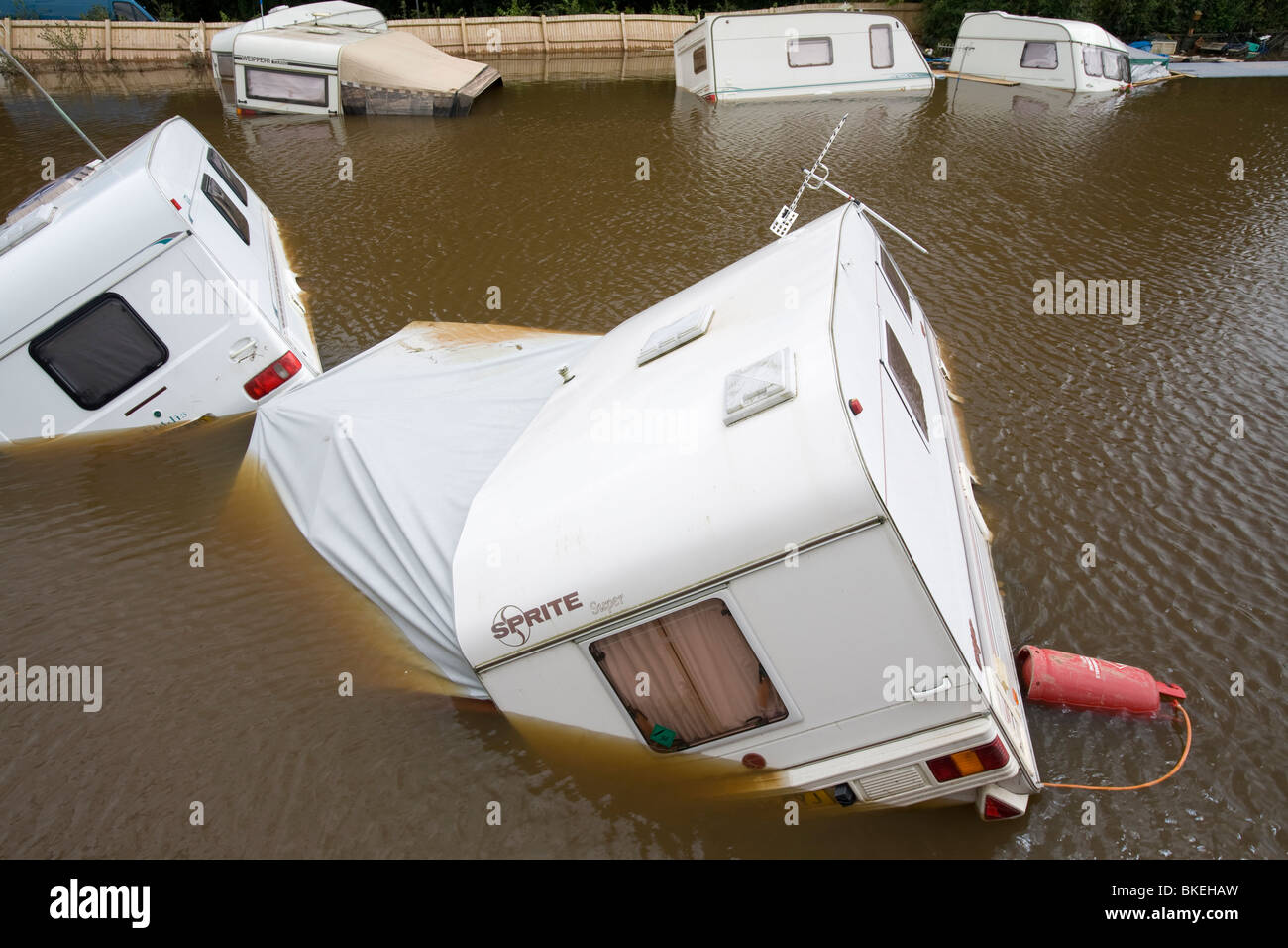 Überschwemmungen in der Nähe von Tewkesbury, UK. Stockfoto