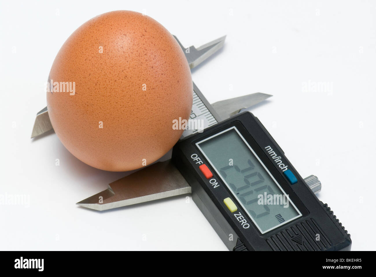 Elektronische digitale Bremssattel und ein einziges Ei Stockfoto