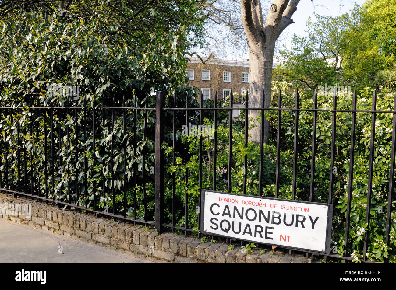 Canonbury Square und Zeichen Islington London England UK Stockfoto
