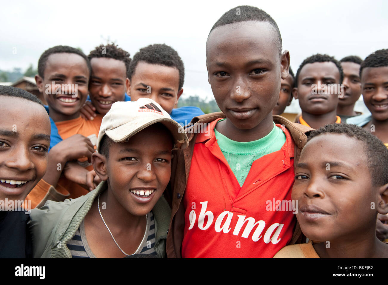 Junger Mann in Obama T-shirt Äthiopien Afrika Stockfoto