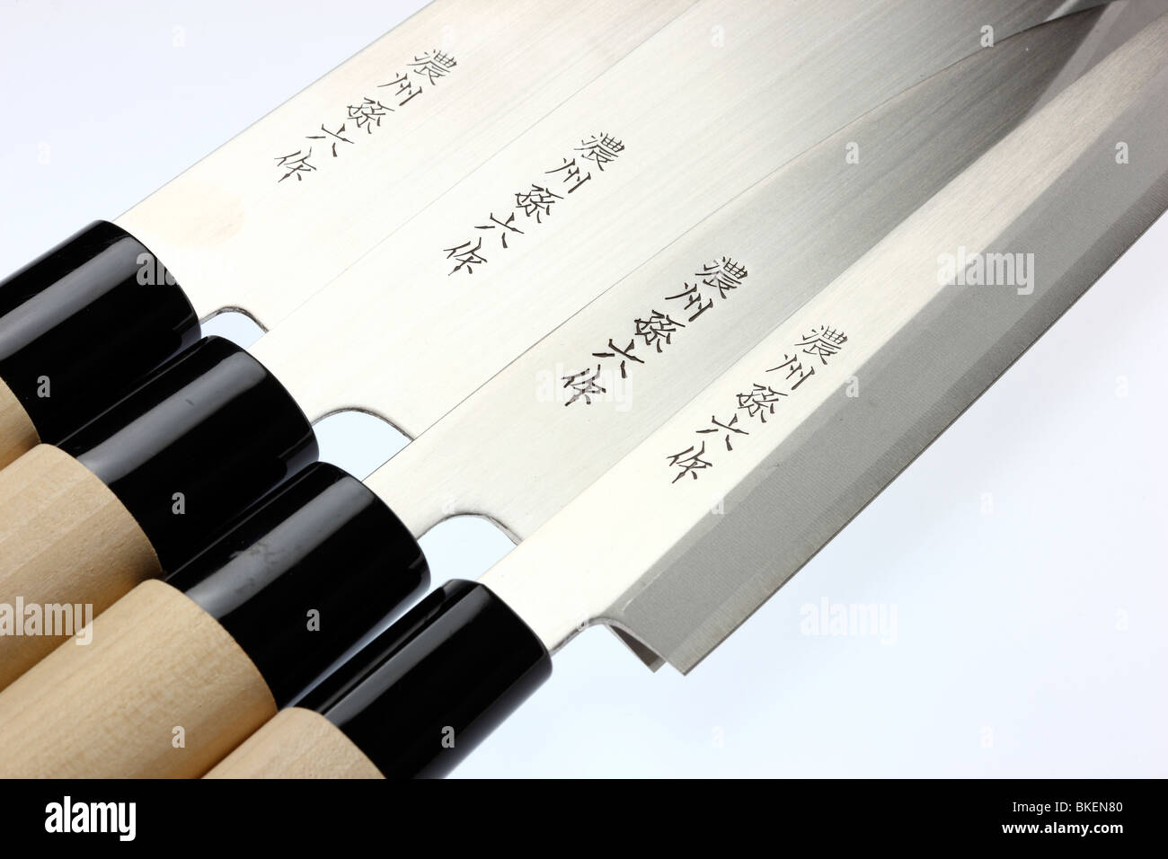 Messer Set, hölzernen Griff, Japan grafischen Charakter. Stockfoto