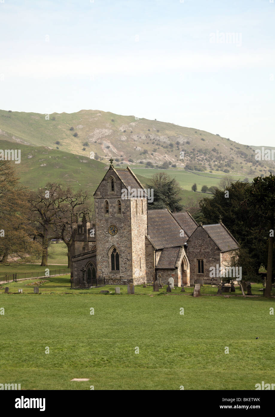 Kirche des Heiligen Kreuzes, Ilam, Derbyshire, England Stockfoto