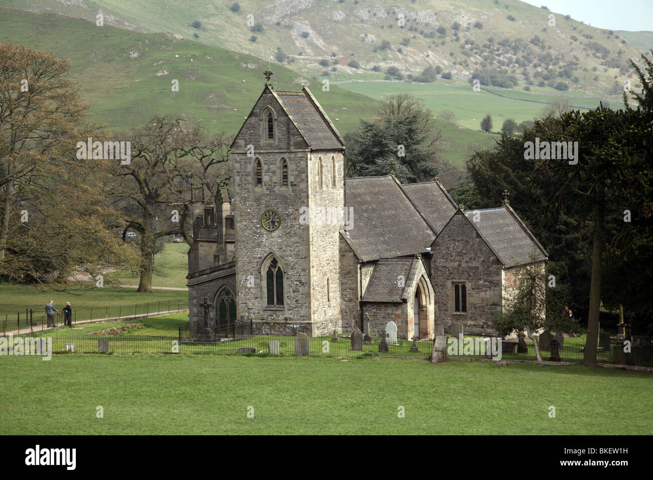 Kirche des Heiligen Kreuzes, Ilam, Derbyshire, England Stockfoto