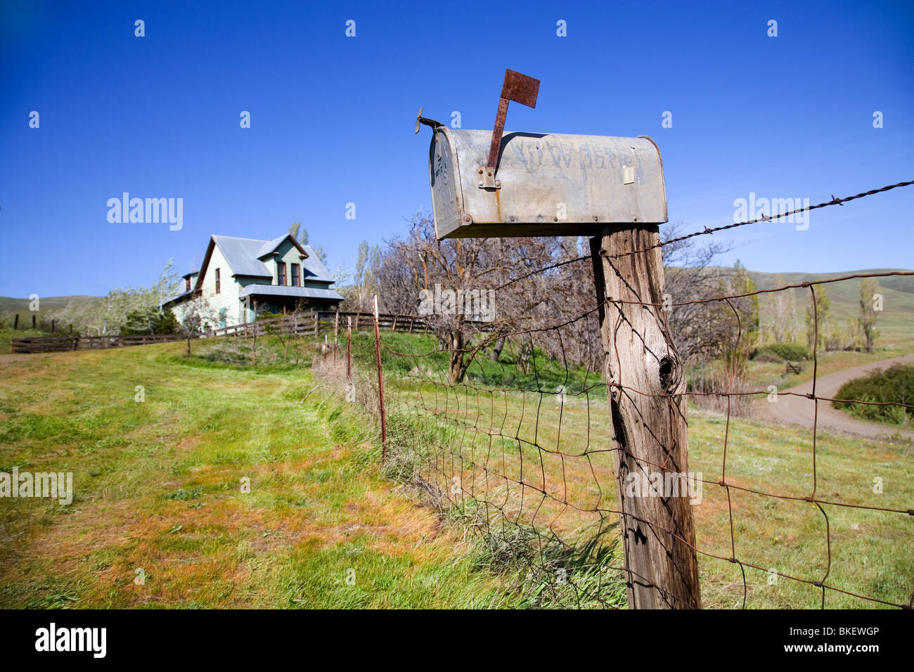 Eine ländliche Post Postfach auf einer abgelegenen Viehranch Stockfoto