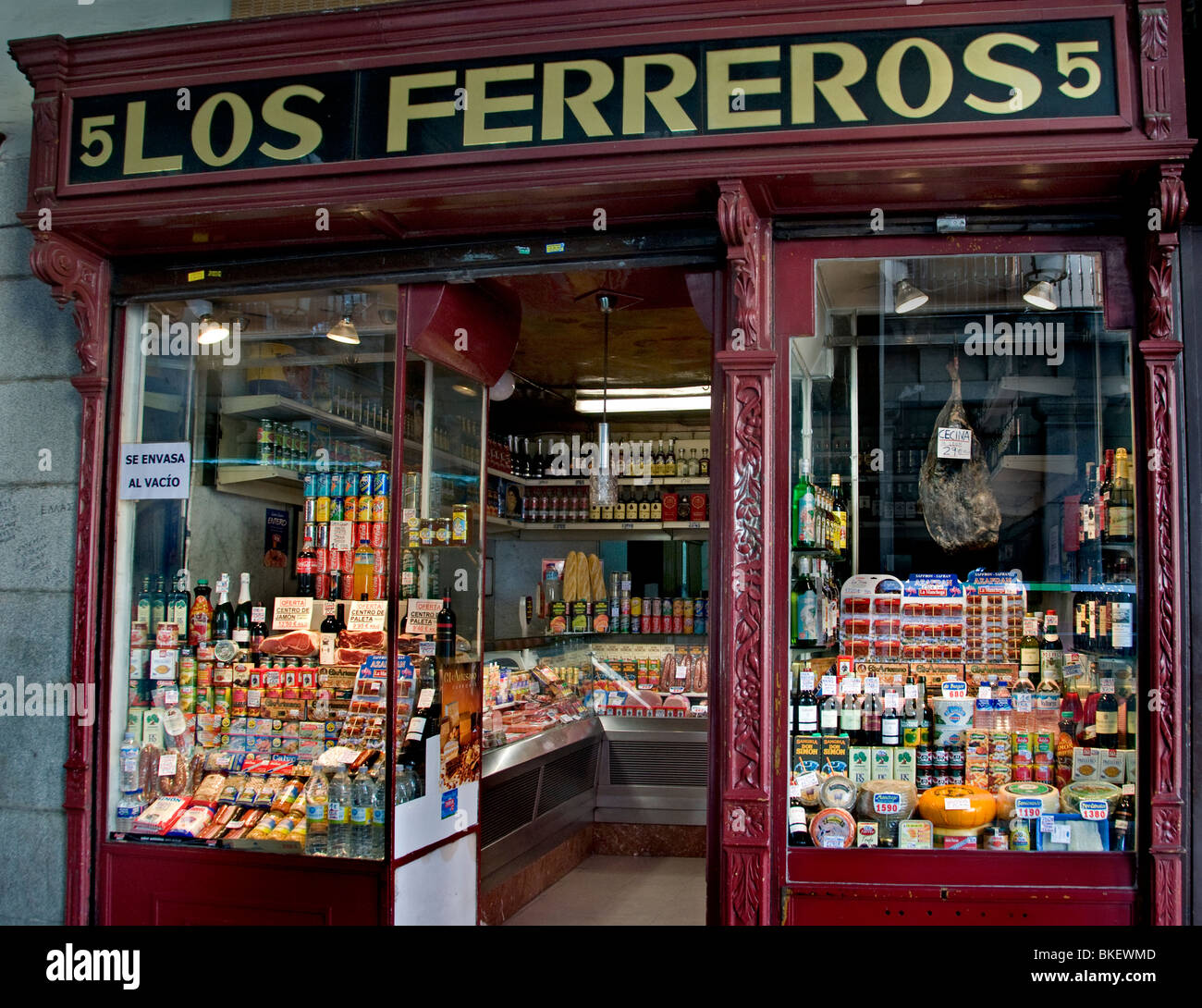 Plaza Mayor Madrid Spanien spanische Lebensmittel Lebensmittelhändler Stockfoto