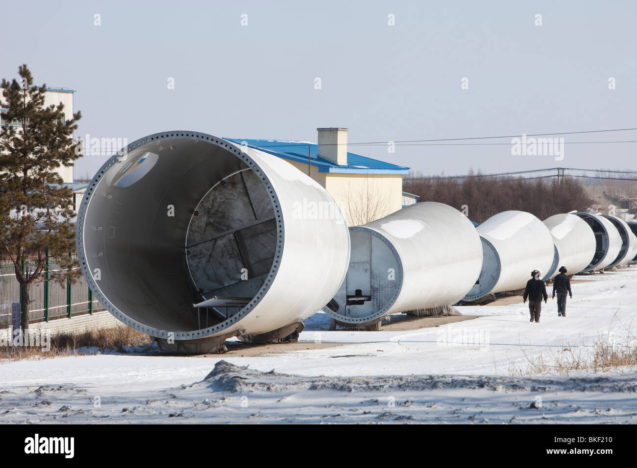 Einer chinesischen Wind-Turbine-Fabrik in Suihua Stadt, Nordchina. Stockfoto