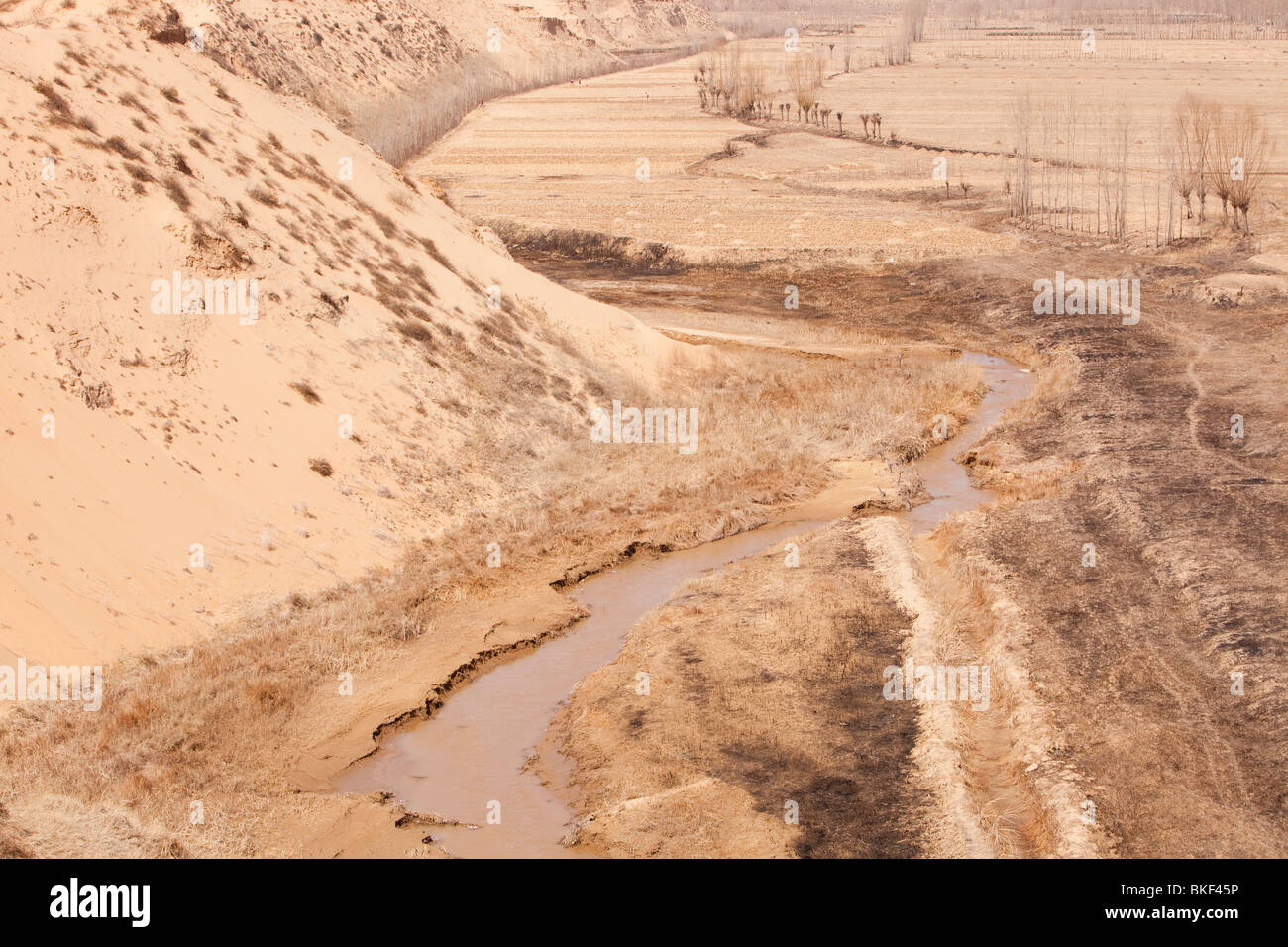 Wüstenbildung und Dürre Bedingungen in der Provinz Shanxi in China. Stockfoto