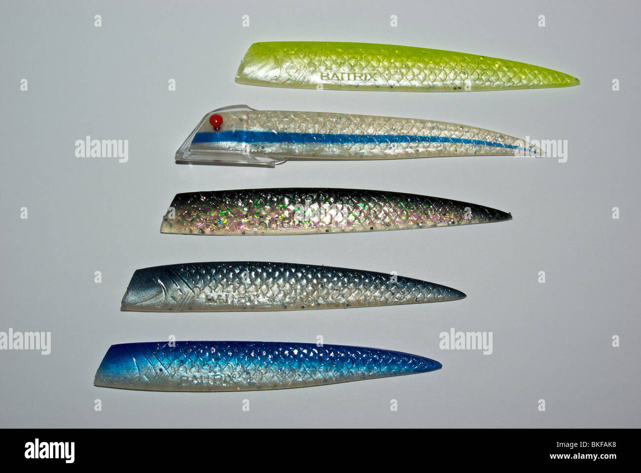 Baitrix MIDI-Größe weichen Kunststoff Nachahmung Hering Streifen Köder für Lachse für den Einsatz in einem Teaser-Kopf Stockfoto