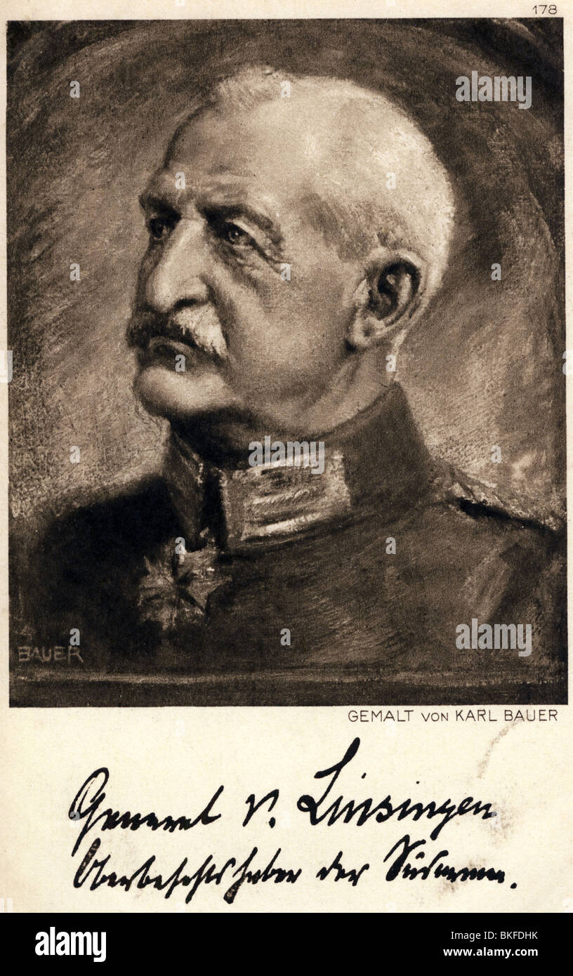 Linsingen, Alexander von, 10.2.1850 - 5.6.1935, Deutscher General, Porträt, Gemälde von Karl Bauer, Kunstpostkarte, 1916, Stockfoto