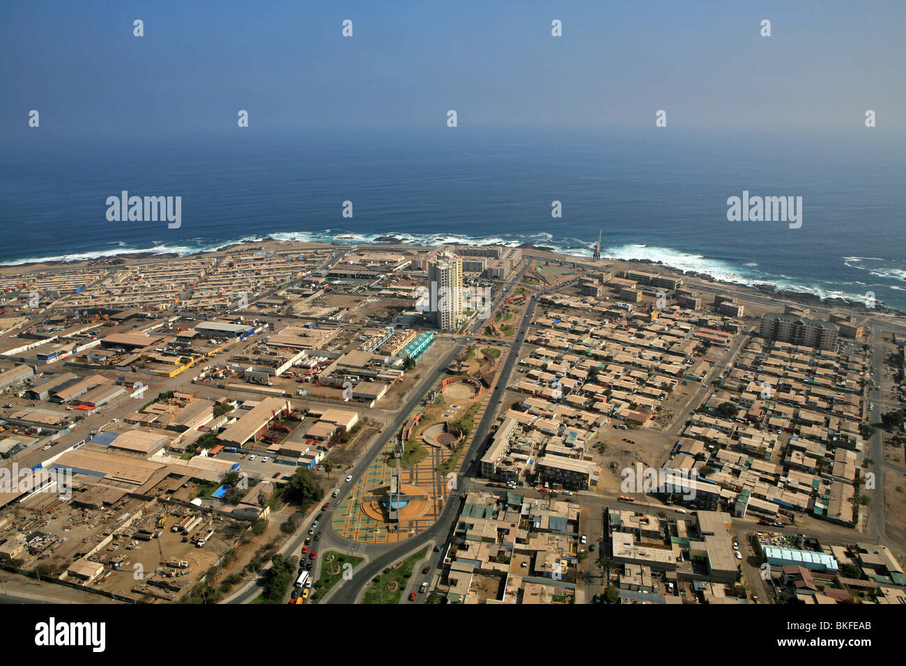 Luftaufnahme der Küste und Stadt Antofagasta, Chile Stockfoto
