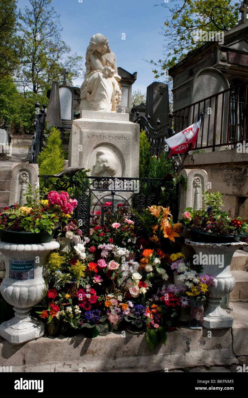 Frederic ChopinDenkmalSkulptur auf Grab im Friedhof Pere Lachaise