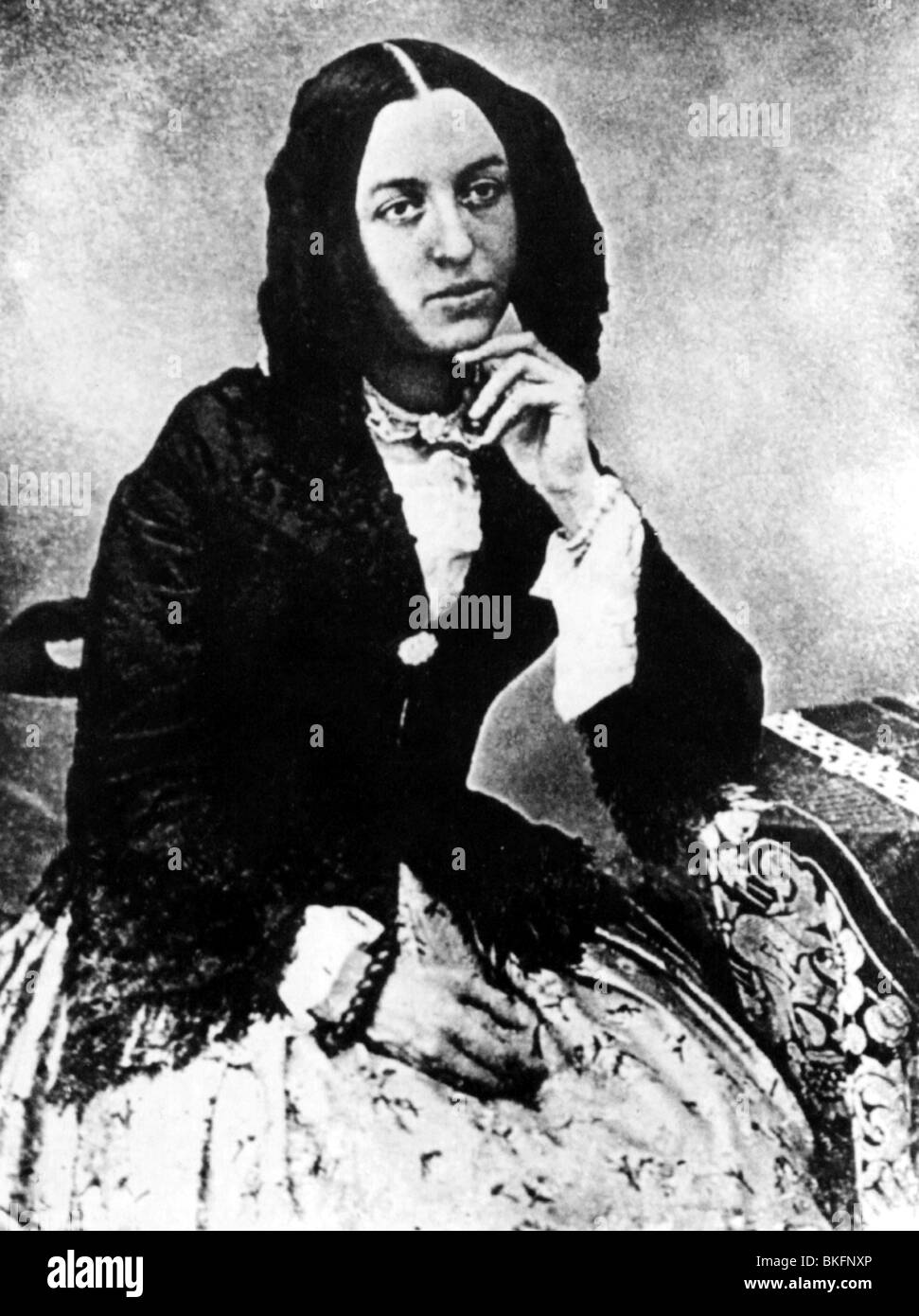 Sand, George (geb. Aurore Dupin), 1.7.1804 - 8.6.1876, französischer Autor / Schriftsteller, halblängen nach Foto, Mitte 19. Jh. Stockfoto