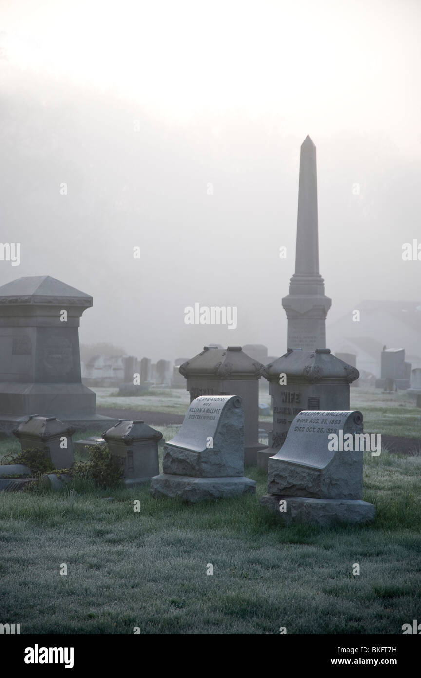 Neblig Friedhof Friedhof, Pennsylvania, USA Stockfoto