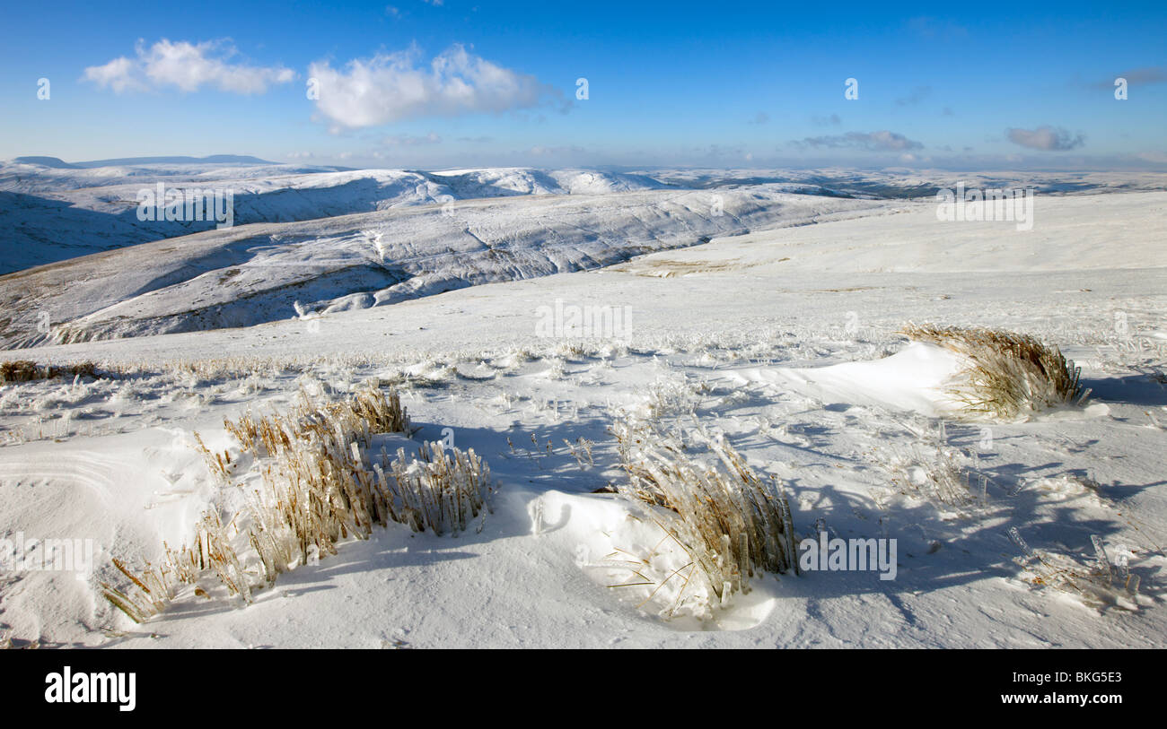 Schnee-Szenen an den Berghängen des Pen y Fan, Brecon Beacons National Park, Powys, Wales, UK. Winter (Januar) 2010 Stockfoto