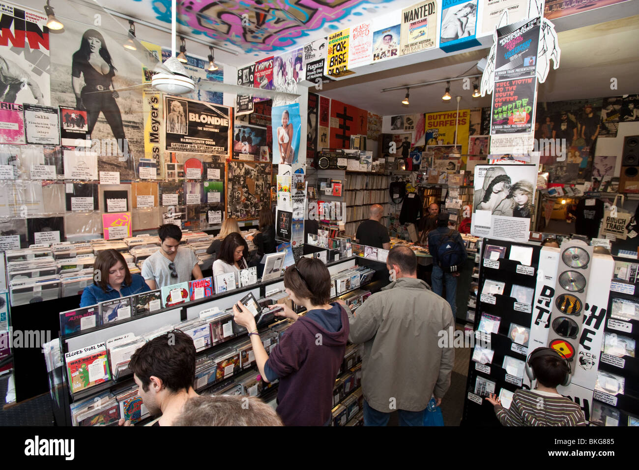 Rough Trade Plattenladen, Talbot Road, London, England. Stockfoto