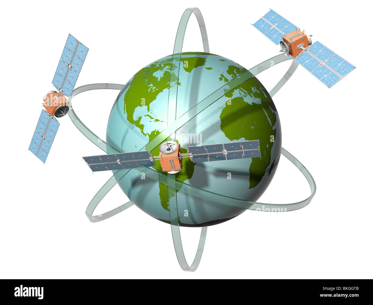 Isolierte Darstellung der Satelliten umkreisen die Erde Stockfoto