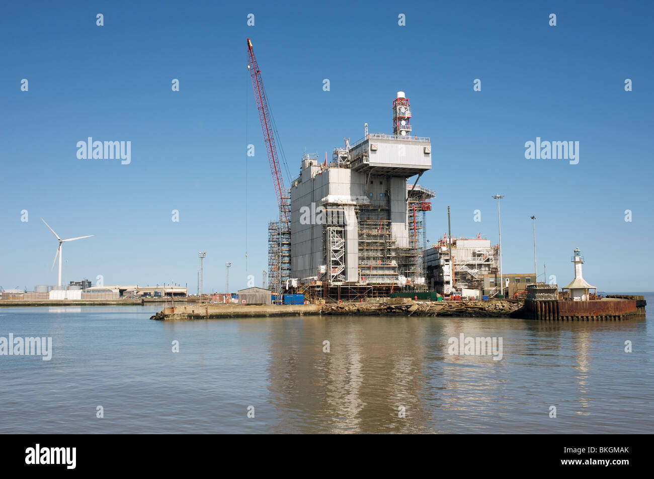 Nordsee-Gas-Unterkunft-Plattform im Bau Stockfoto