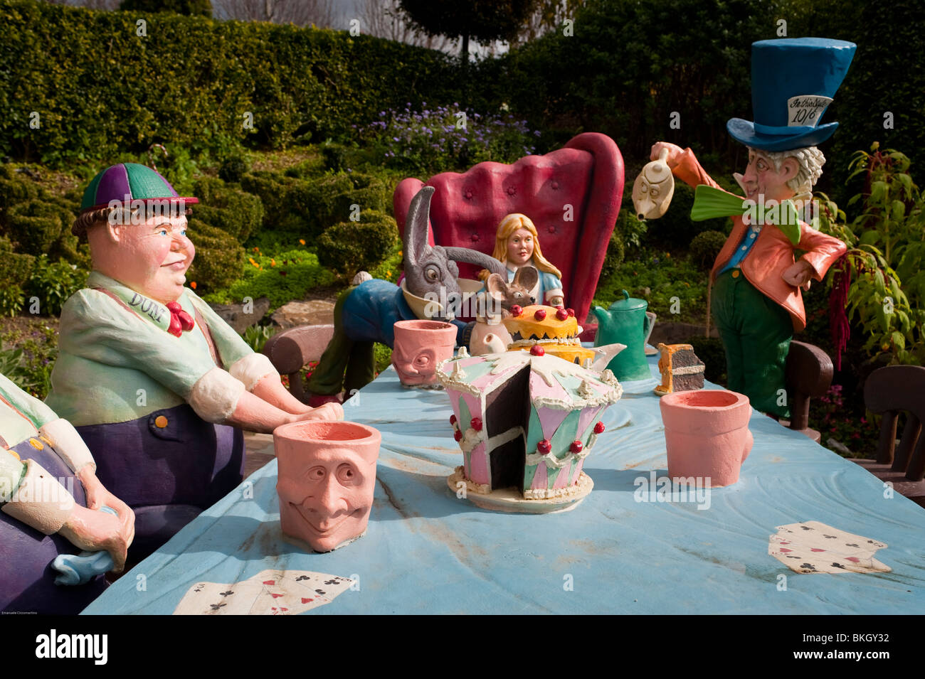 Alice im Wunderland, Storybook Garten, Hunter Valley Gardens, Pokolbin, New South Wales, Australien. Stockfoto