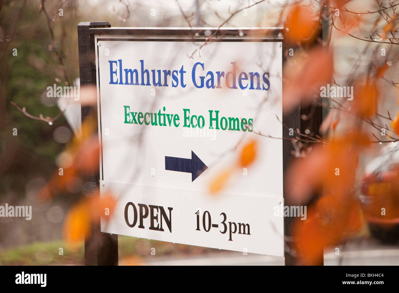 Das neu gebaute Öko-Häuser zum Verkauf in Giggleswick in der Nähe von Settle, Yorkshire, Großbritannien. Stockfoto