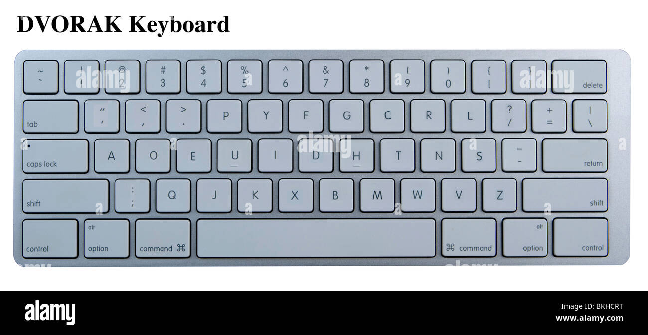 Foto-Darstellung, die das Layout eines Dvorak oder amerikanische vereinfacht Tastatur Stockfoto