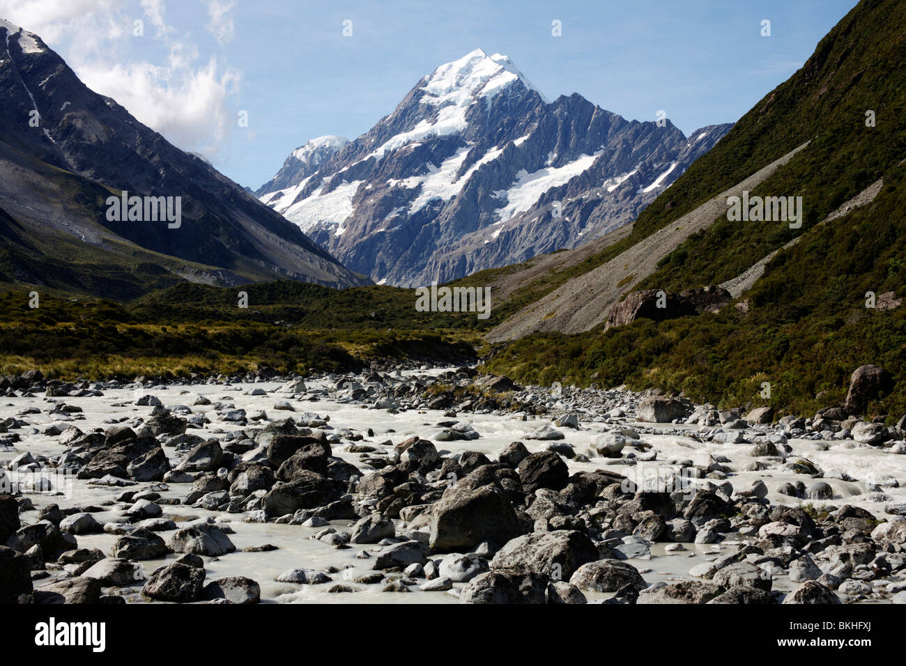 Aoraki Mount Cook in der Aoraki Mount Cook National Park, Canterbury, Neuseeland Stockfoto