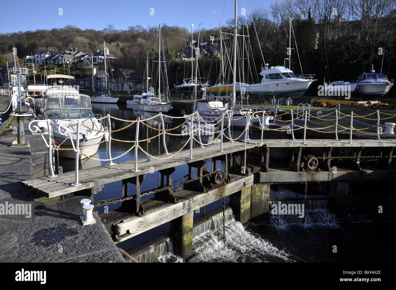 Port Dinorwig Menai geraden Bootshafen North Wales UK Stockfoto