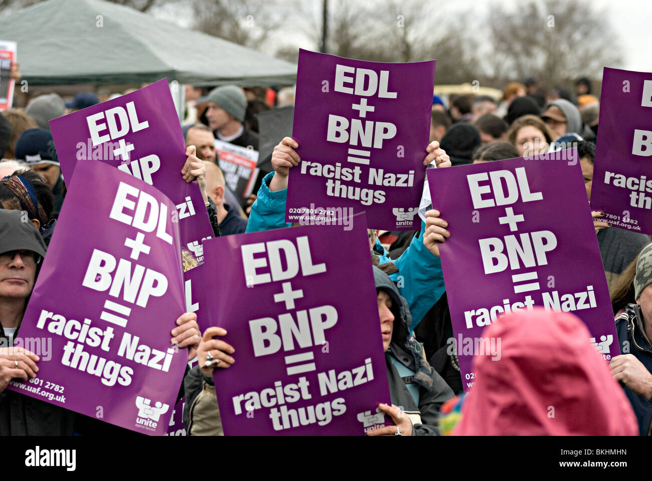 vereinigen Sie April 2010 gegen Faschismus Zähler Protest gegen die Edl in dudley Stockfoto