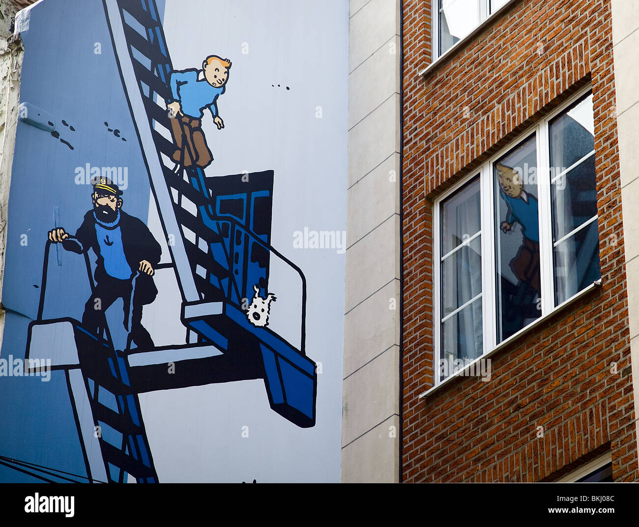 Tim und Struppi in Malerei Wand. Brüssel. Belgien Stockfoto