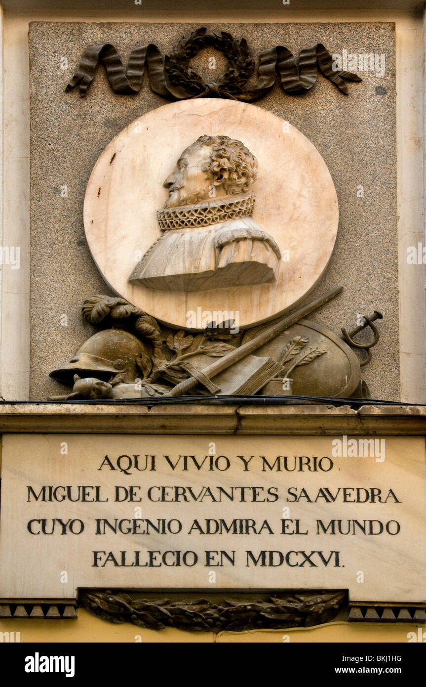 Haus von Michael de Cervantes in Calle de Cervantes Madrid Spanien Don Quijote Autor Schriftsteller Stockfoto