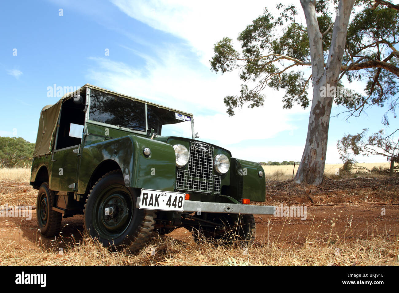 1952 Land Rover Series 1 4 x 4 Off-Roader in den australischen Busch Stockfoto