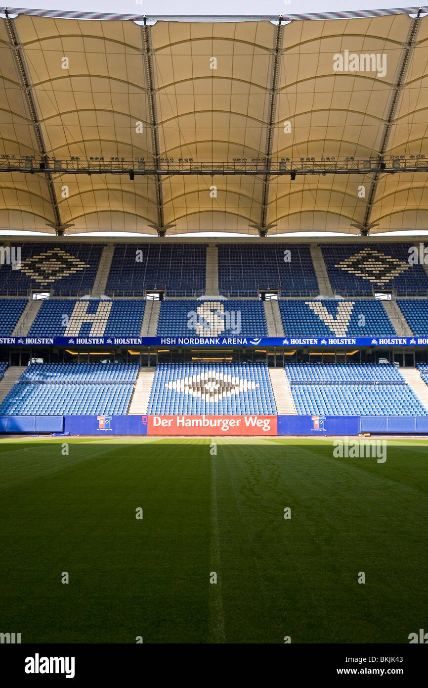 Die Hamburg Arena, Stadion des Hamburger SV und der Austragungsort für 2010 Finale der UEFA Europa League. Stockfoto