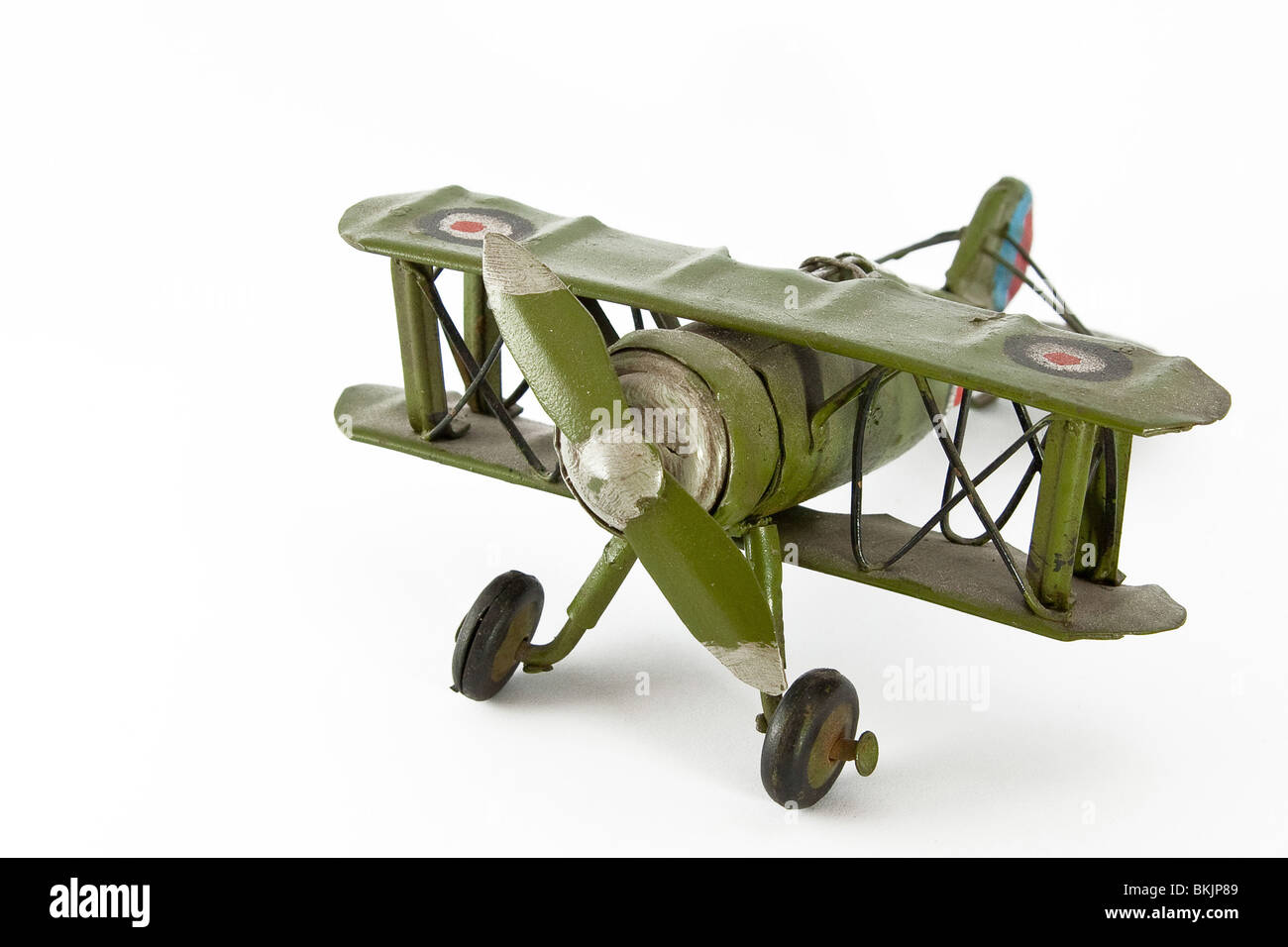 Grüne Modellstadt für ein altes Flugzeug Stockfoto