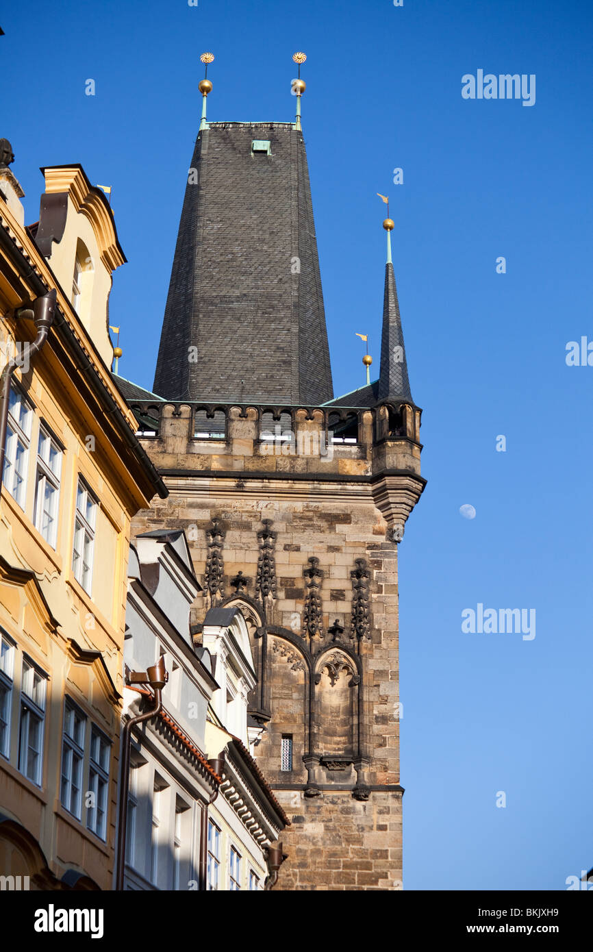 Kleinen Viertel Charles Bridge Tower, Prag, Tschechische Republik Stockfoto