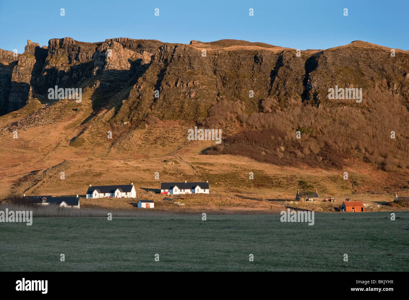 Ein Blick auf Cleadale, von der Bucht von Laig, Eigg, Western Isles, Schottland Stockfoto