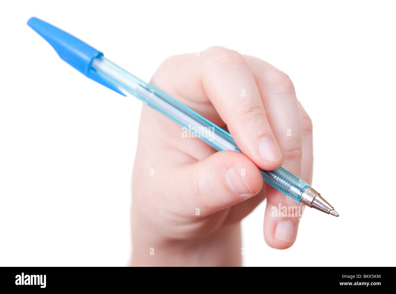 Handschrift mit einem Stift auf mit Hintergrund isoliert Stockfoto