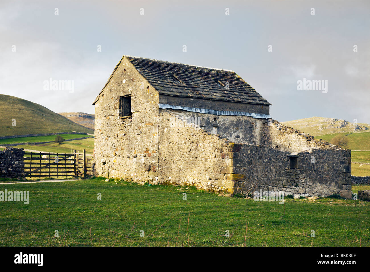 Eine alte Scheune bei Malham, Yorkshire Dales, England, UK. Stockfoto