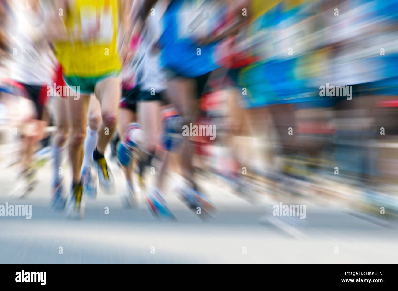 Marathonläufer, zoom Schwenkeffekt Stockfoto