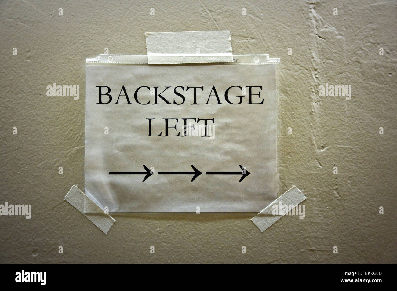 Theater backstage linken Zeichen. Stockfoto