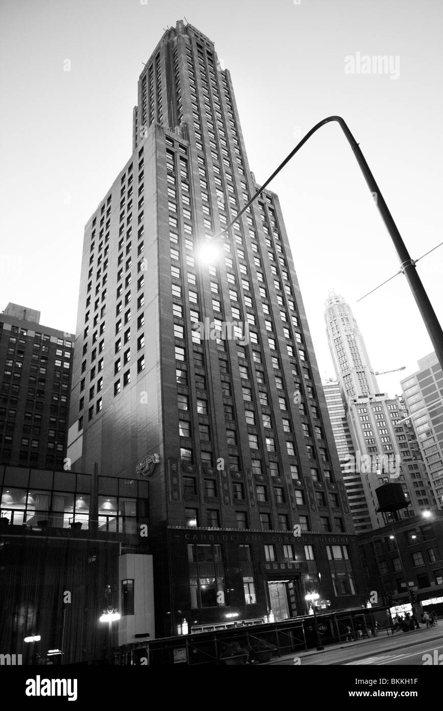 Karbid und Kohlenstoff-Gebäude an der Michicgan Avenue in der Innenstadt von Chicago, Illinois Stockfoto