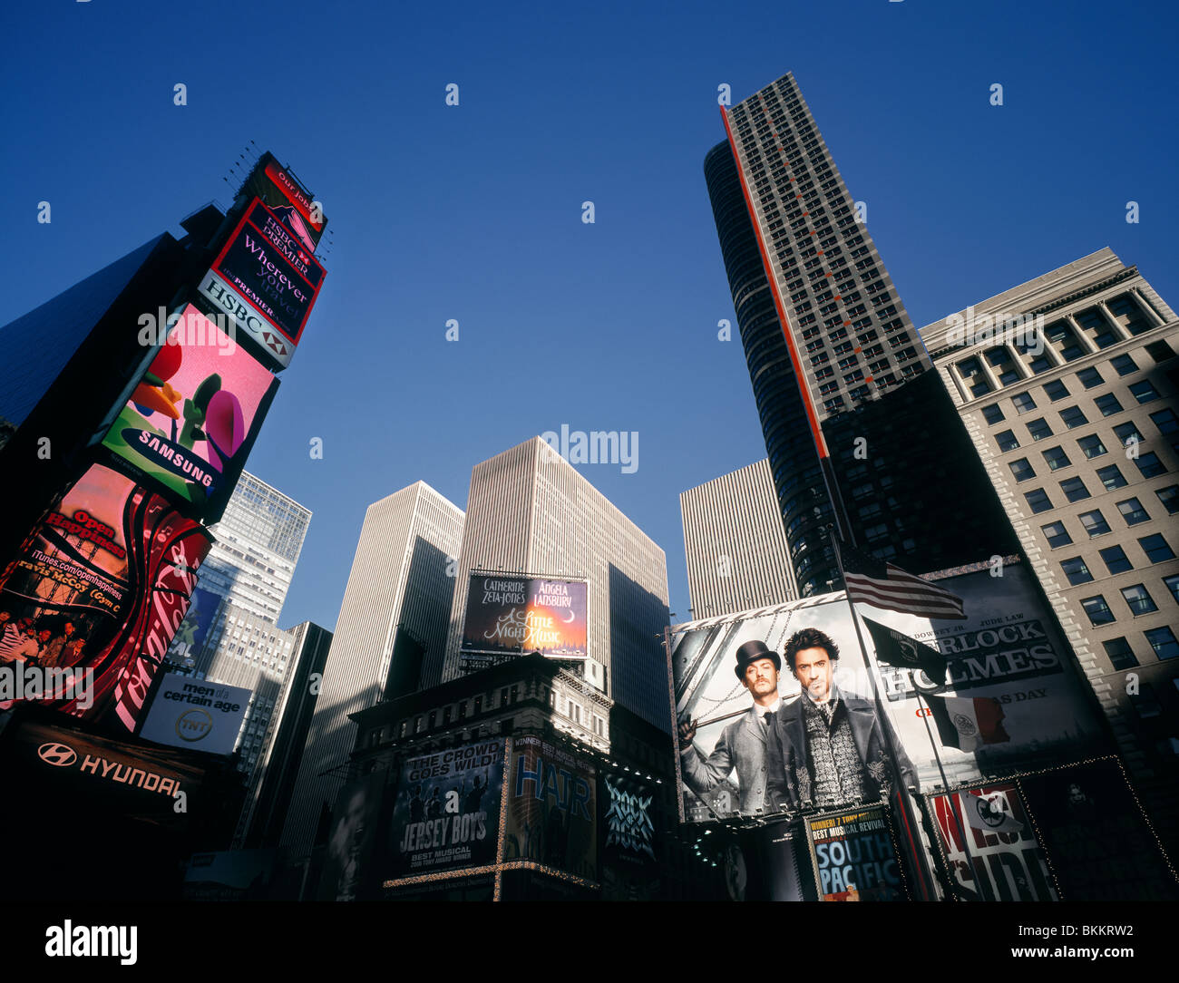 Times Square mit einer Fülle von Billboads, New York, USA. Stockfoto