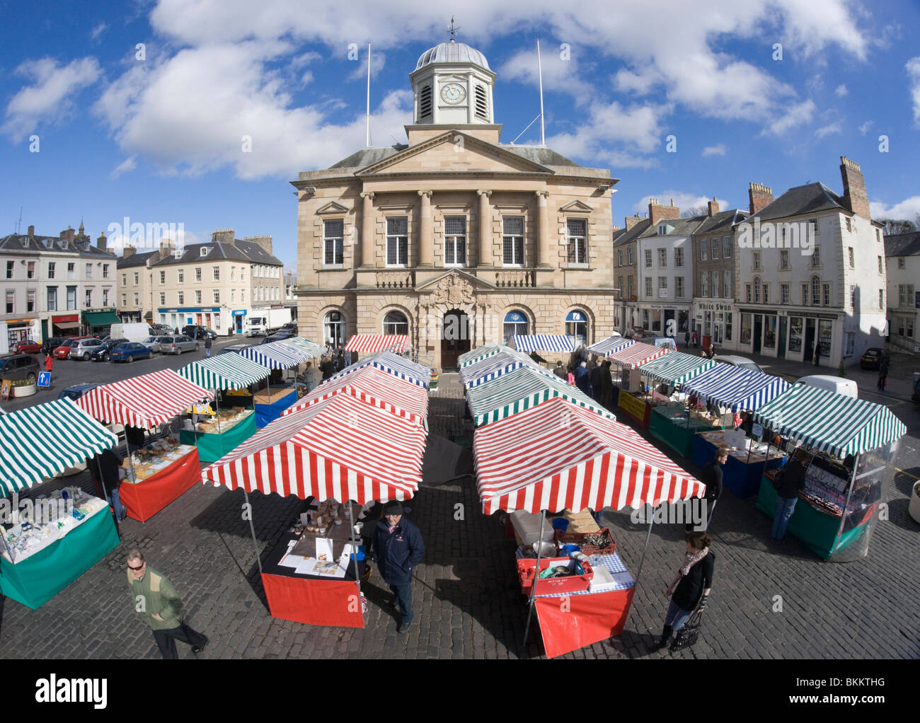 Kelso Bauernmarkt, Schottland - statt in den größten Marktplatz von jedem schottischen Stadt. Stockfoto