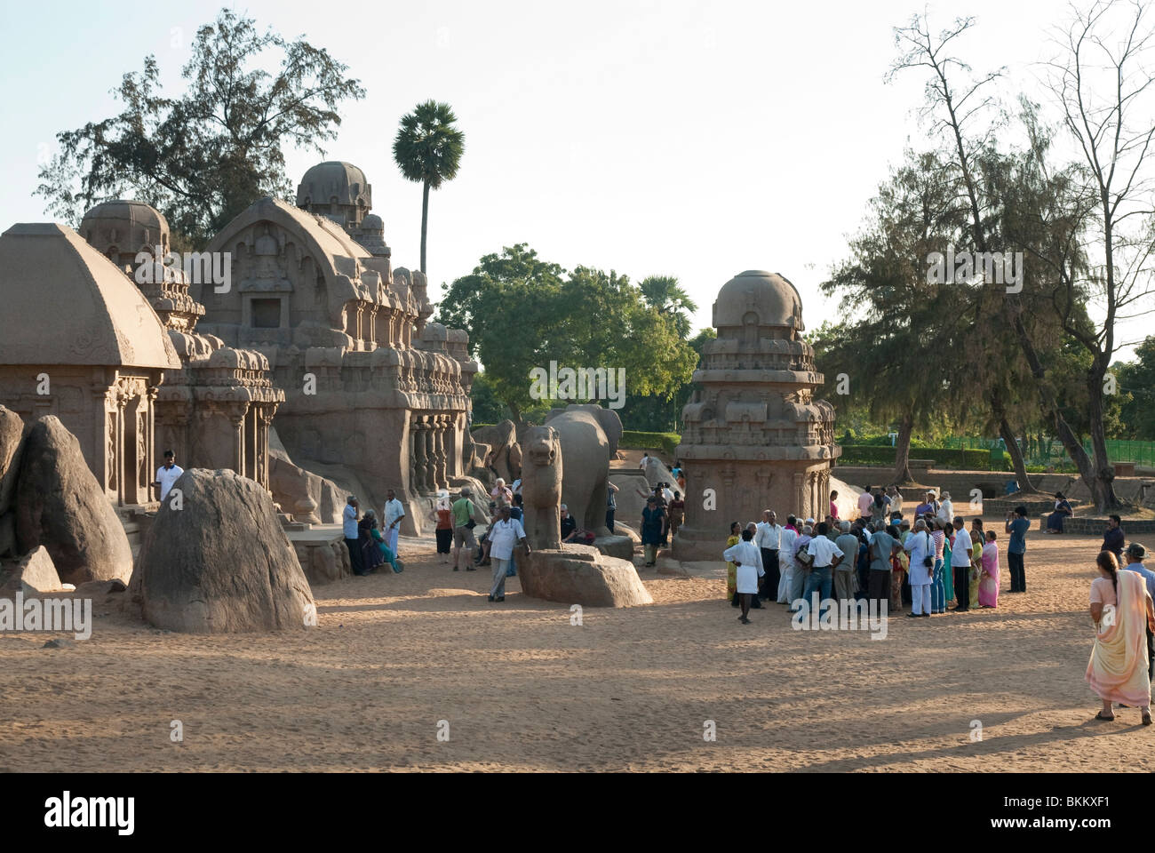 Indien, Tamil Nadu, Mahabalipuram, fünf Rathas Stockfoto