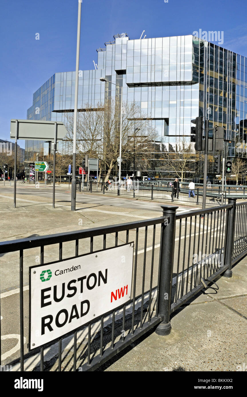 Straßenschild Euston Road, Camden, London, NW1 England, UK Stockfoto
