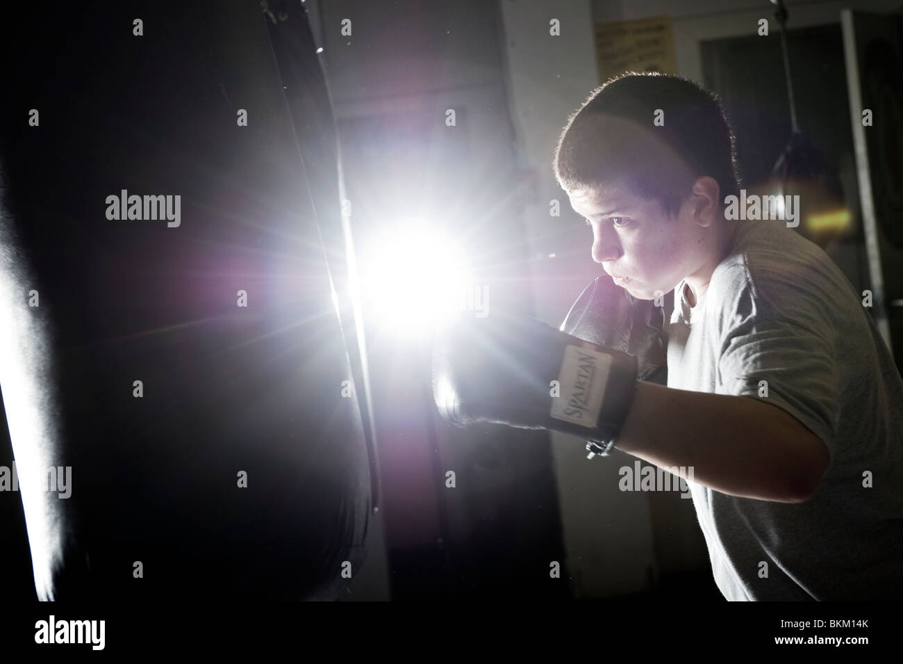 Boxer Ausbildung bei einem Box-Gym Stockfoto