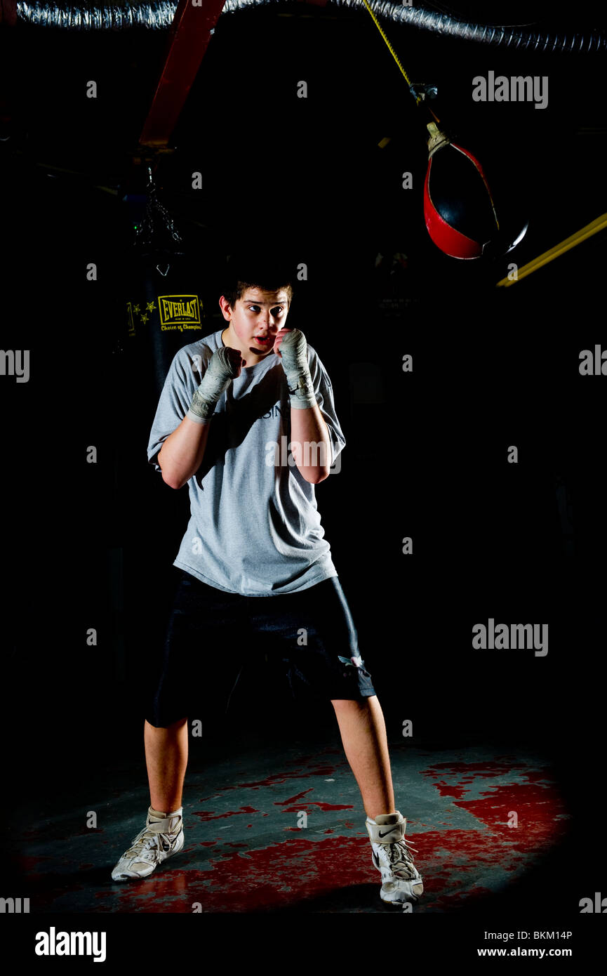 Boxer Ausbildung bei einem Box-Gym Stockfoto