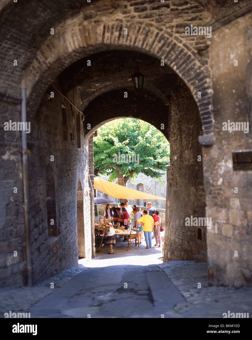 Kleinen Straßenmarkt, Assisi, Provinz Perugia, Umbrien, Italien Stockfoto