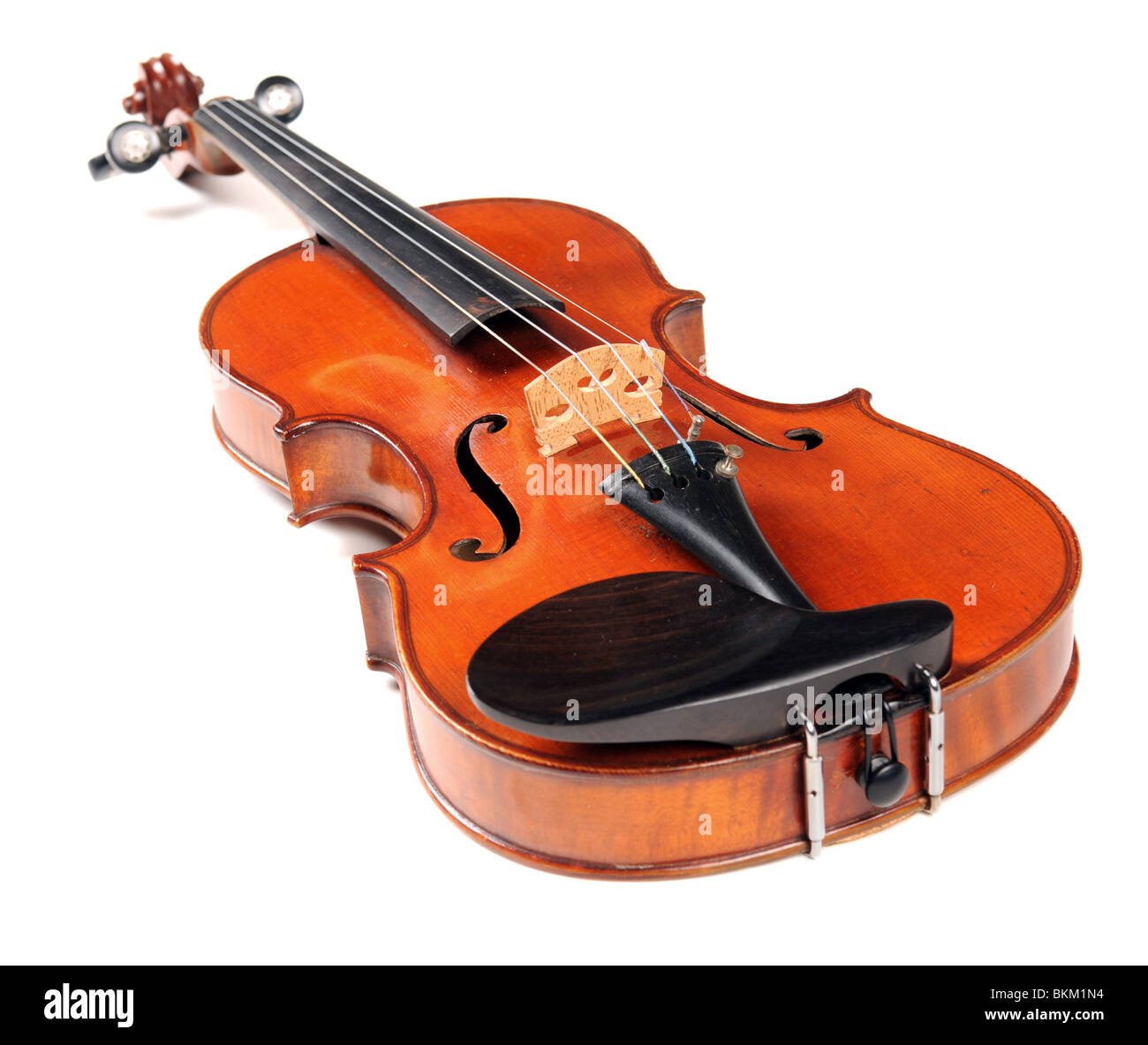 Vintage Violine auf weißem Hintergrund Stockfoto